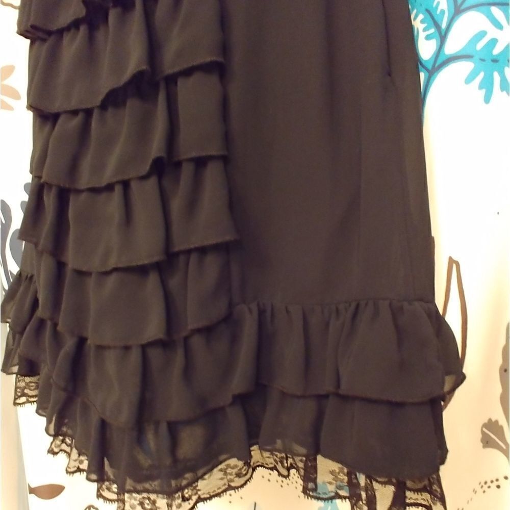 Xhilaration Black Crepe Ruffled Flamenco Dress - Picture 3 of 8